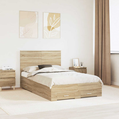 vidaXL Bed Frame with Drawer Sonoma Oak 120 x 200 cm Engineered Wood 1