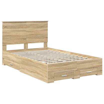 vidaXL Bed Frame with Drawer Sonoma Oak 120 x 200 cm Engineered Wood 4