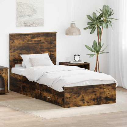 vidaXL Bed Frame Engineered Wood Length 200 cm Smoked oak