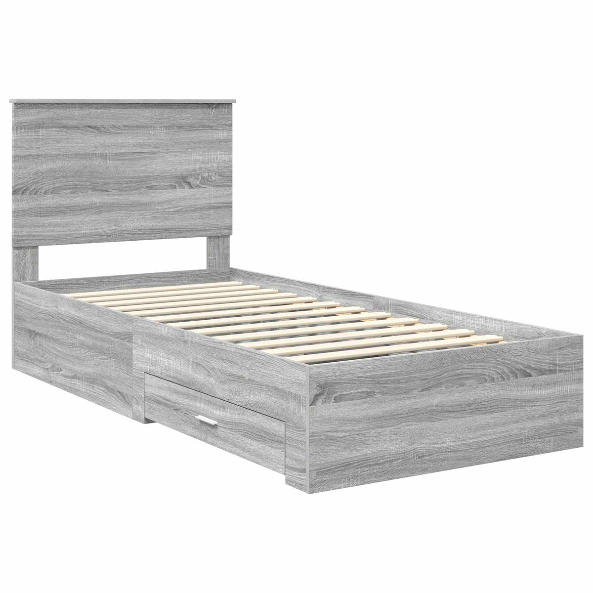 vidaXL Bed Frame Grey Sonoma 100 x 200 cm Engineered Wood 4