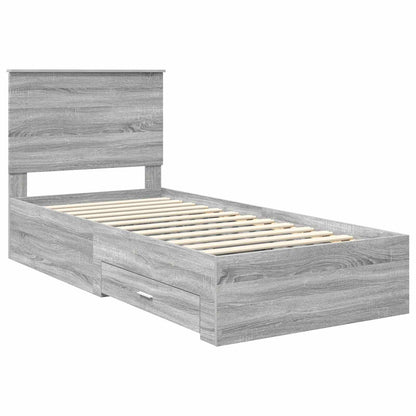 vidaXL Bed Frame Grey Sonoma 100 x 200 cm Engineered Wood 4