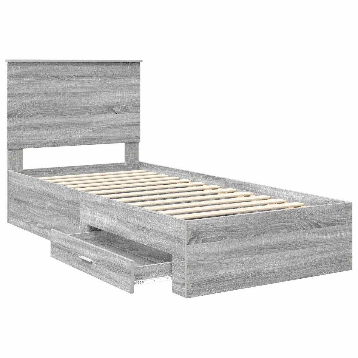vidaXL Bed Frame Grey Sonoma 100 x 200 cm Engineered Wood 5