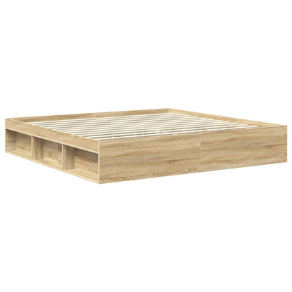 vidaXL Bed Frame with Headboard Sonoma 200 x 200 cm Solid Pine Wood 5