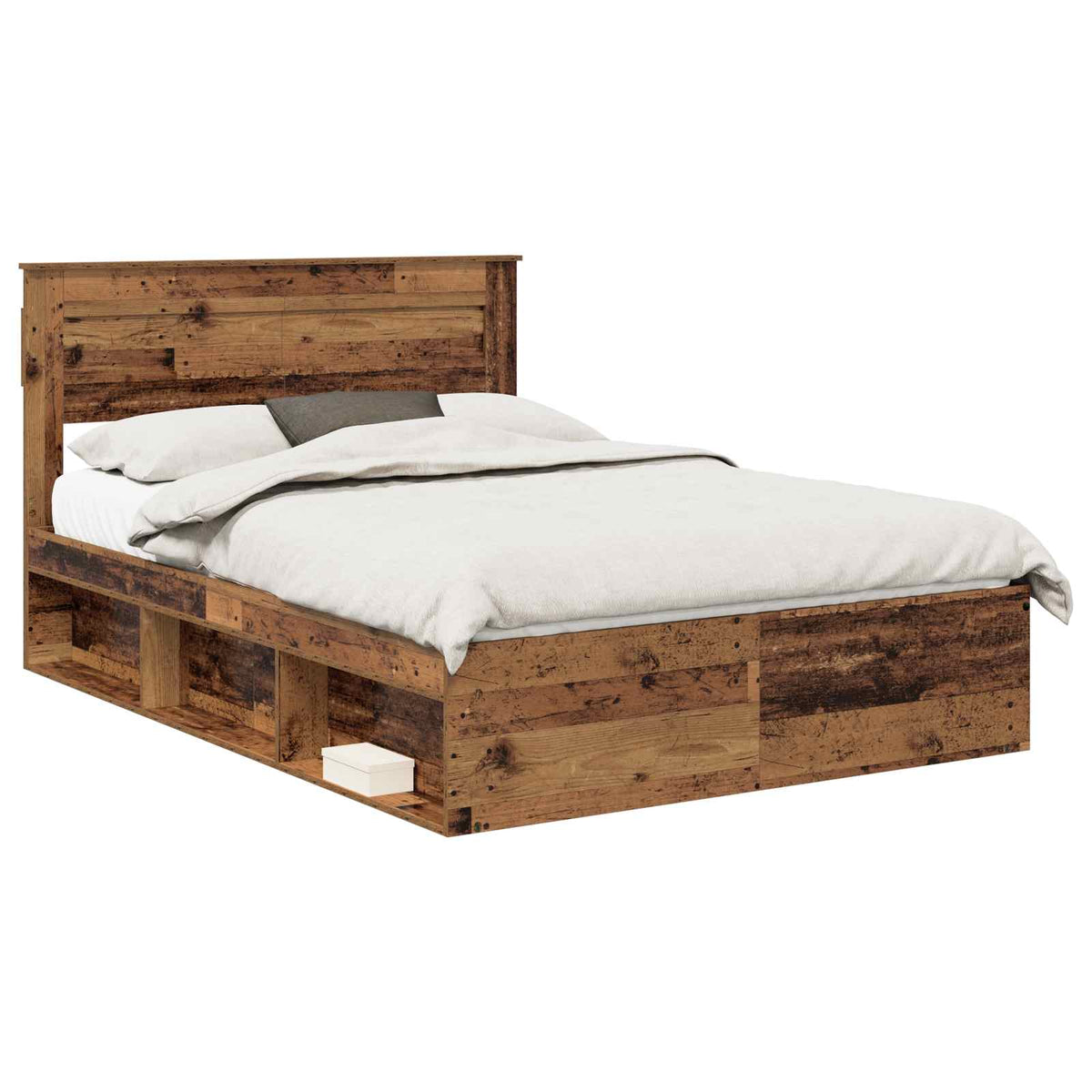 Bed Frame with Headboard Solid Pine Wood Length 200 cm Old wood 150 cm