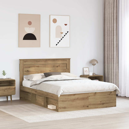 vidaXL Bed Frame Artisian Oak 140 x 190 cm Solid Pine Wood 3