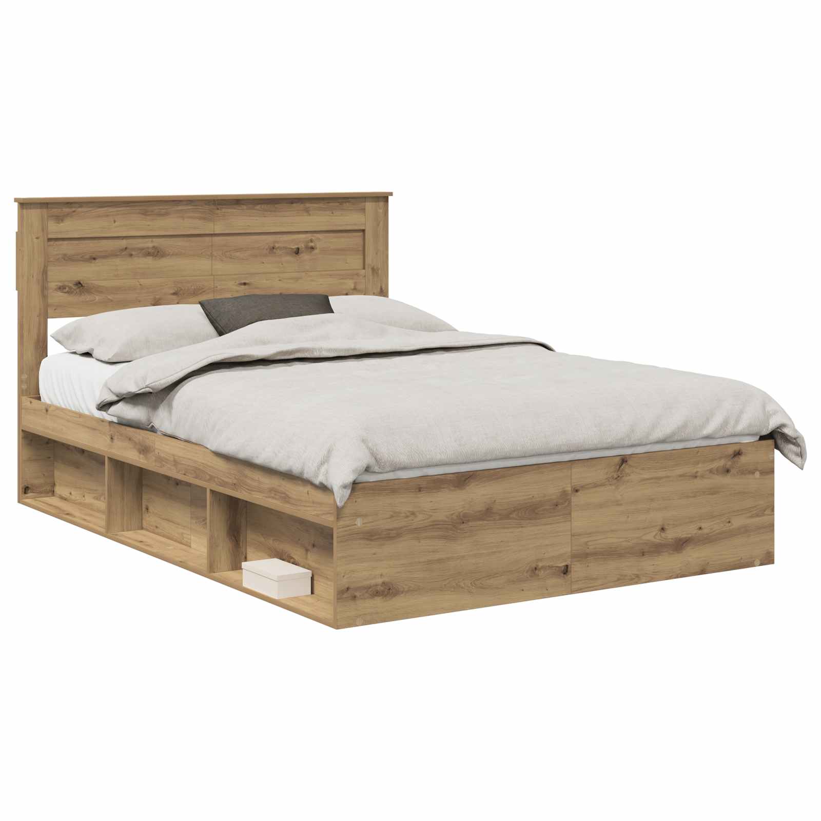 vidaXL Bed Frame Artisian Oak 140 x 190 cm Solid Pine Wood 2