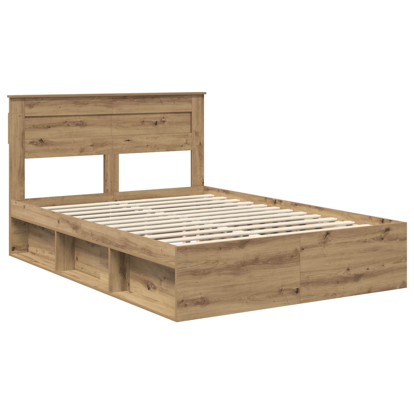 vidaXL Bed Frame Artisian Oak 140 x 190 cm Solid Pine Wood 4