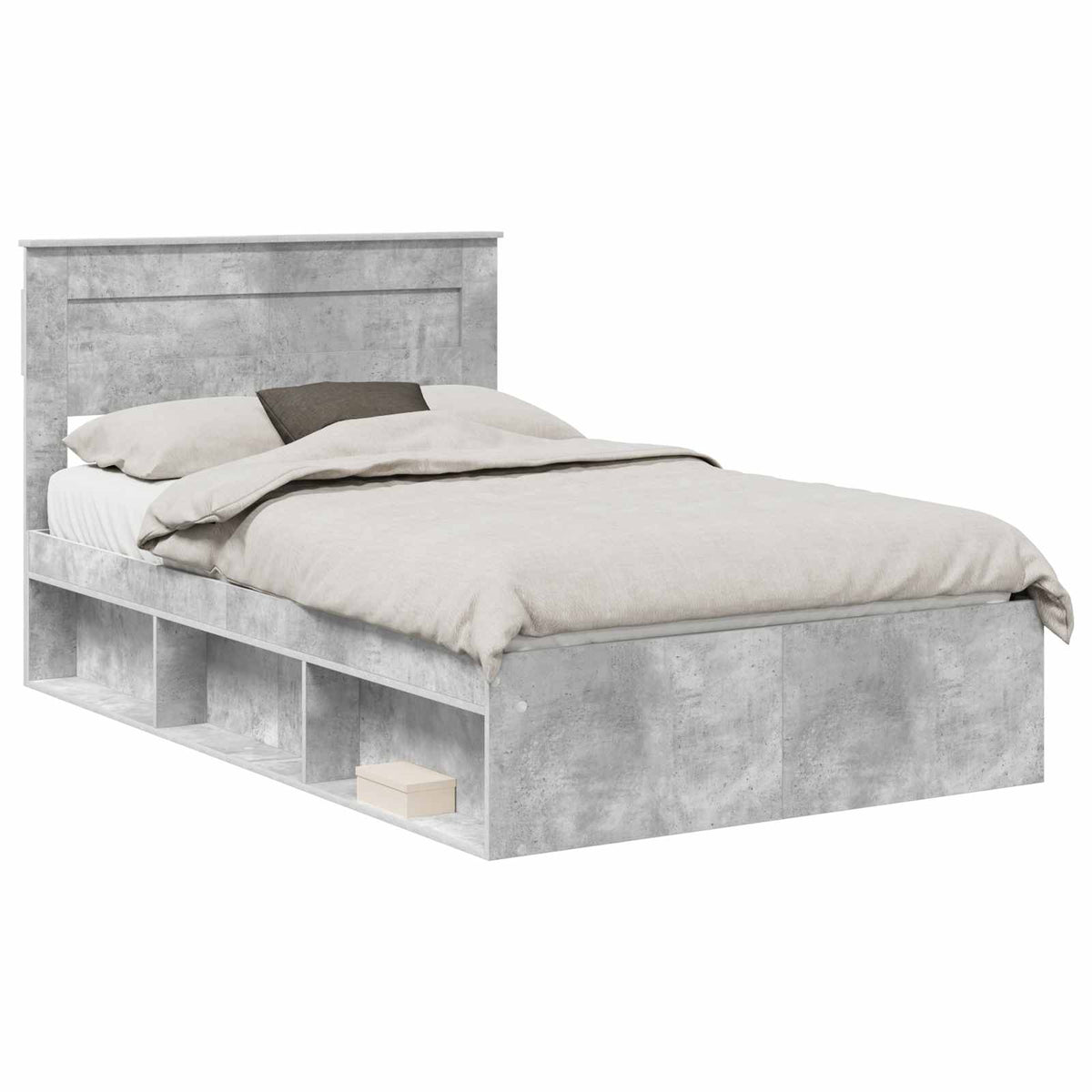 vidaXL Bed Frame Concerte Grey 135 x 190 cm Solid Pine Wood 2