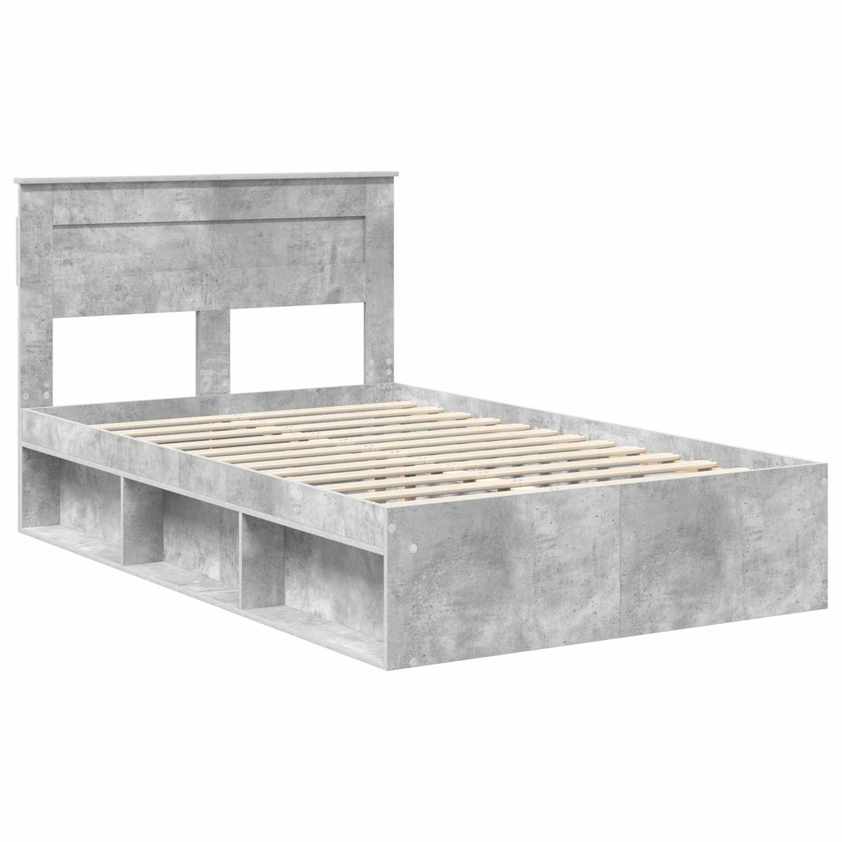 vidaXL Bed Frame Concerte Grey 135 x 190 cm Solid Pine Wood 4