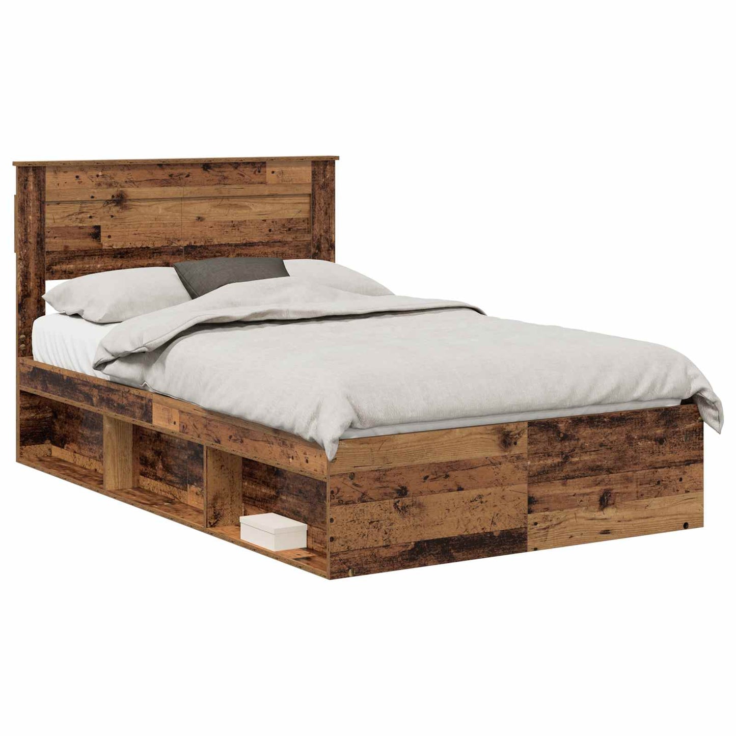 vidaXL Bed Frame Plain Old Wood 135 x 190 cm Solid Pine Wood 2