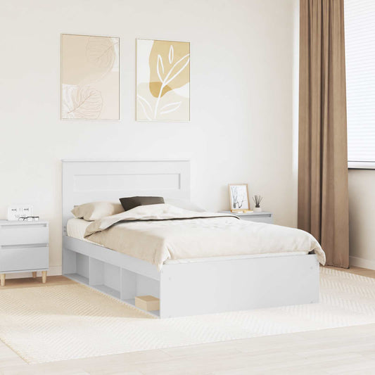 Bed Frame with Headboard Solid Pine Wood Length 200 cm White 120 cm