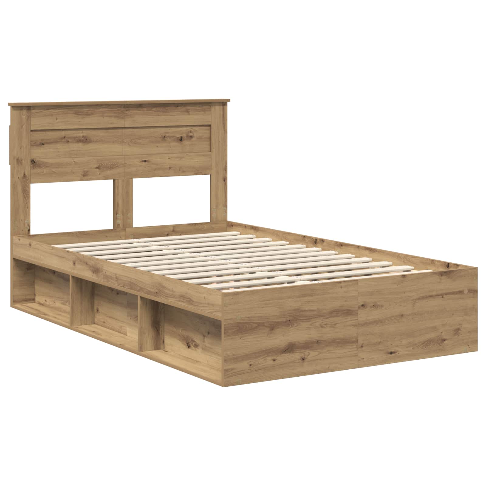 vidaXL Bed Frame Artisian Oak 120 x 200 cm Solid Pine Wood 4