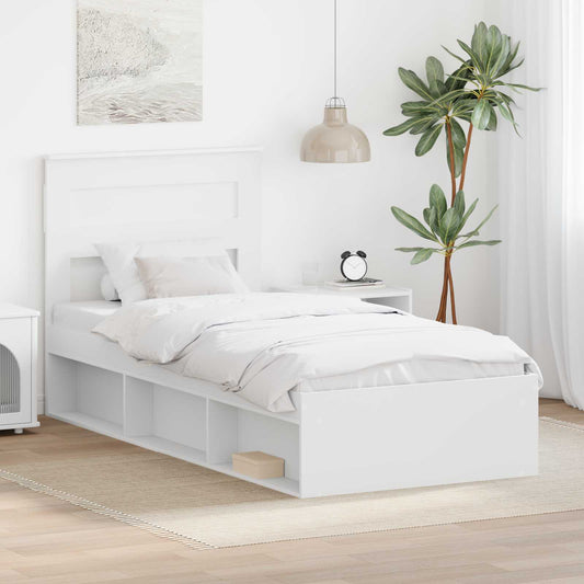 Bed Frame with Headboard Solid Pine Wood Length 200 cm White 100 cm