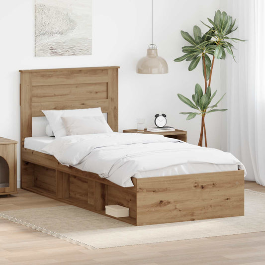 Bed Frame Artisan-Eiche Engineered Wood Length 200 cm Artisan Oak 100 cm