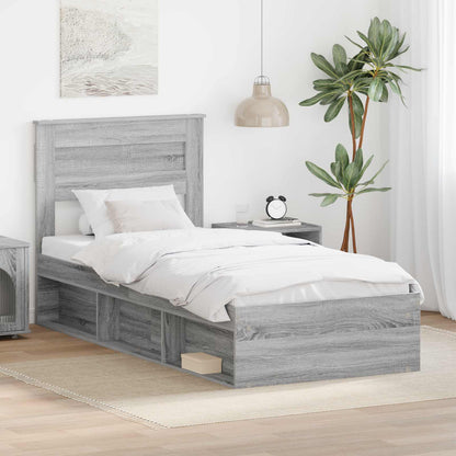 Bed Frame 90 x 190 cm Engineered Wood Grey sonoma