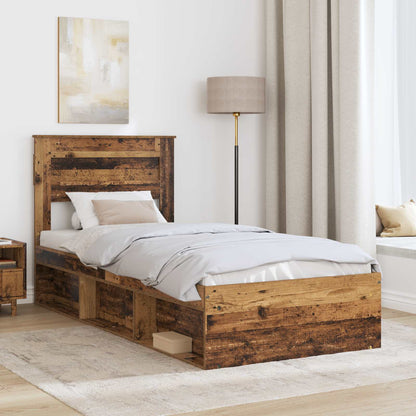 Bed Frame 90 x 190 cm Engineered Wood Old wood