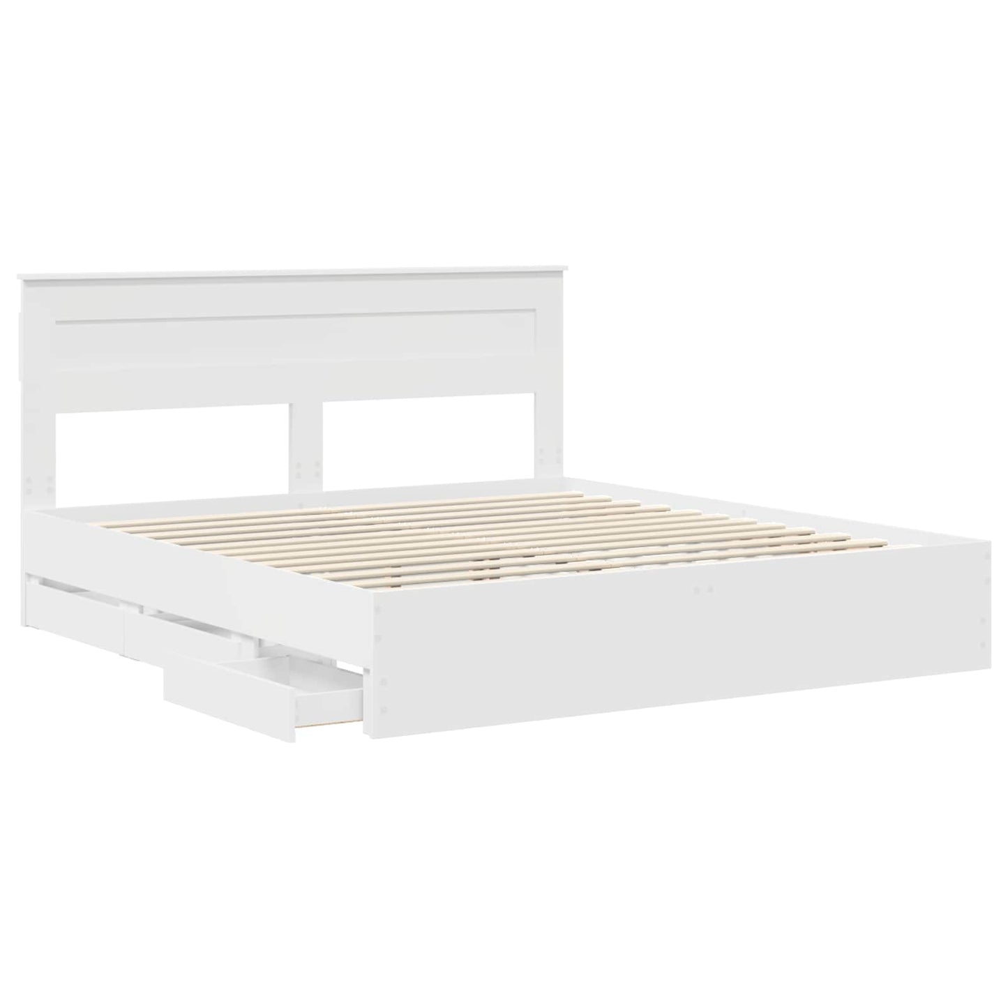 vidaXL Bed Frame with Drawer White 200 x 200 cm Engineer Wood 5