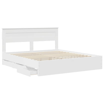vidaXL Bed Frame with Drawer White 200 x 200 cm Engineer Wood 5