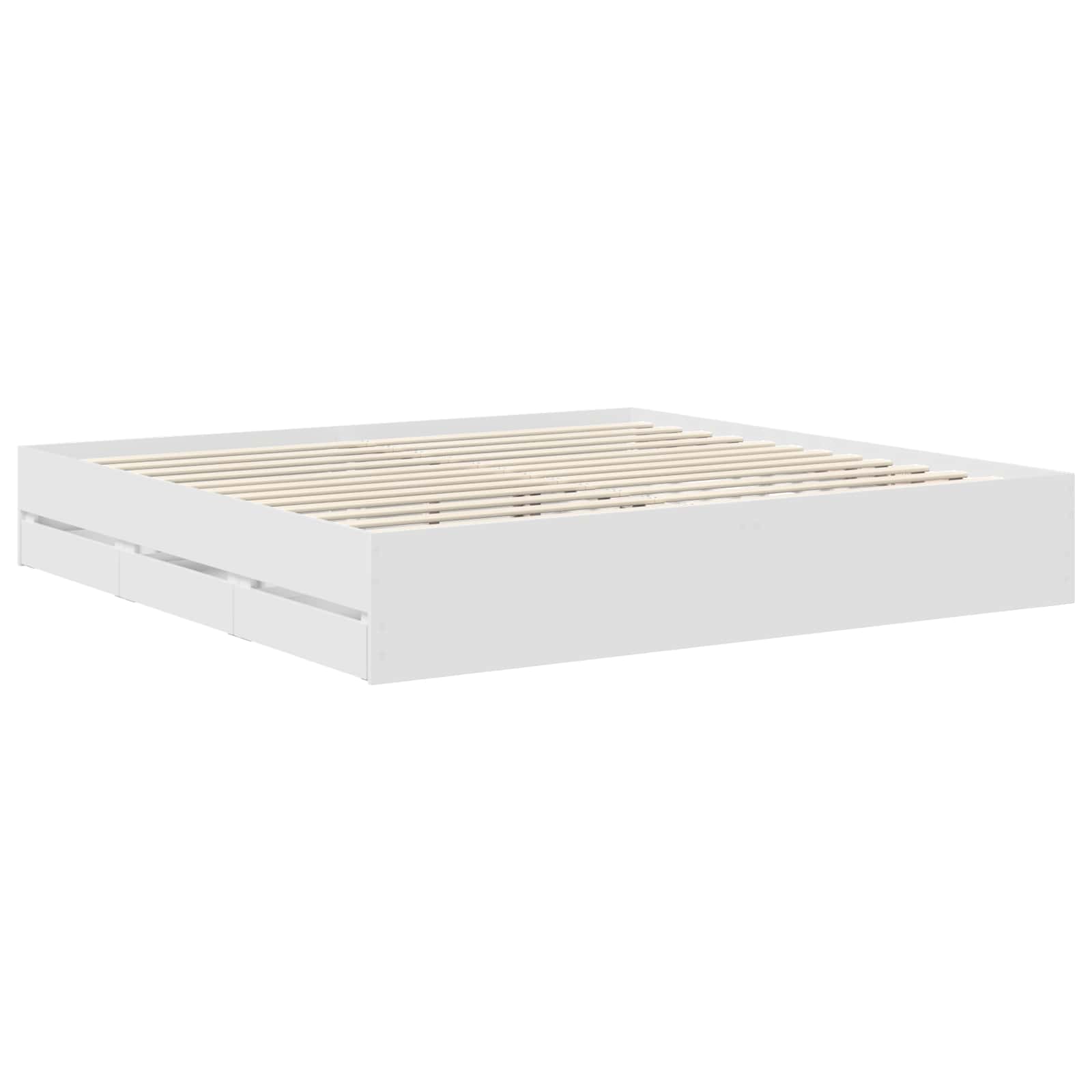 vidaXL Bed Frame with Drawer White 200 x 200 cm Engineer Wood 6