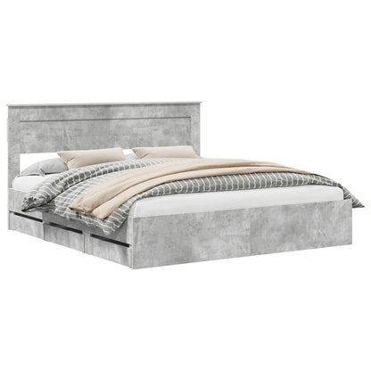 vidaXL Bed Frame with Drawer Concrete Grey 200 x 200 cm Engineer Wood 2