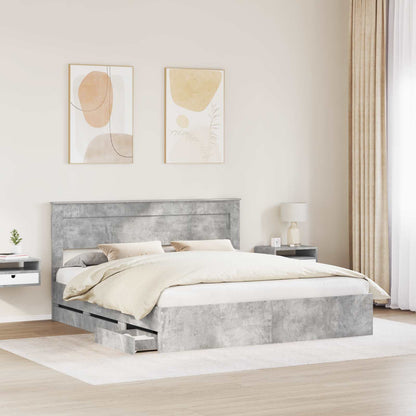 vidaXL Bed Frame with Drawer Concrete Grey 180 x 200 cm Engineer Wood 3