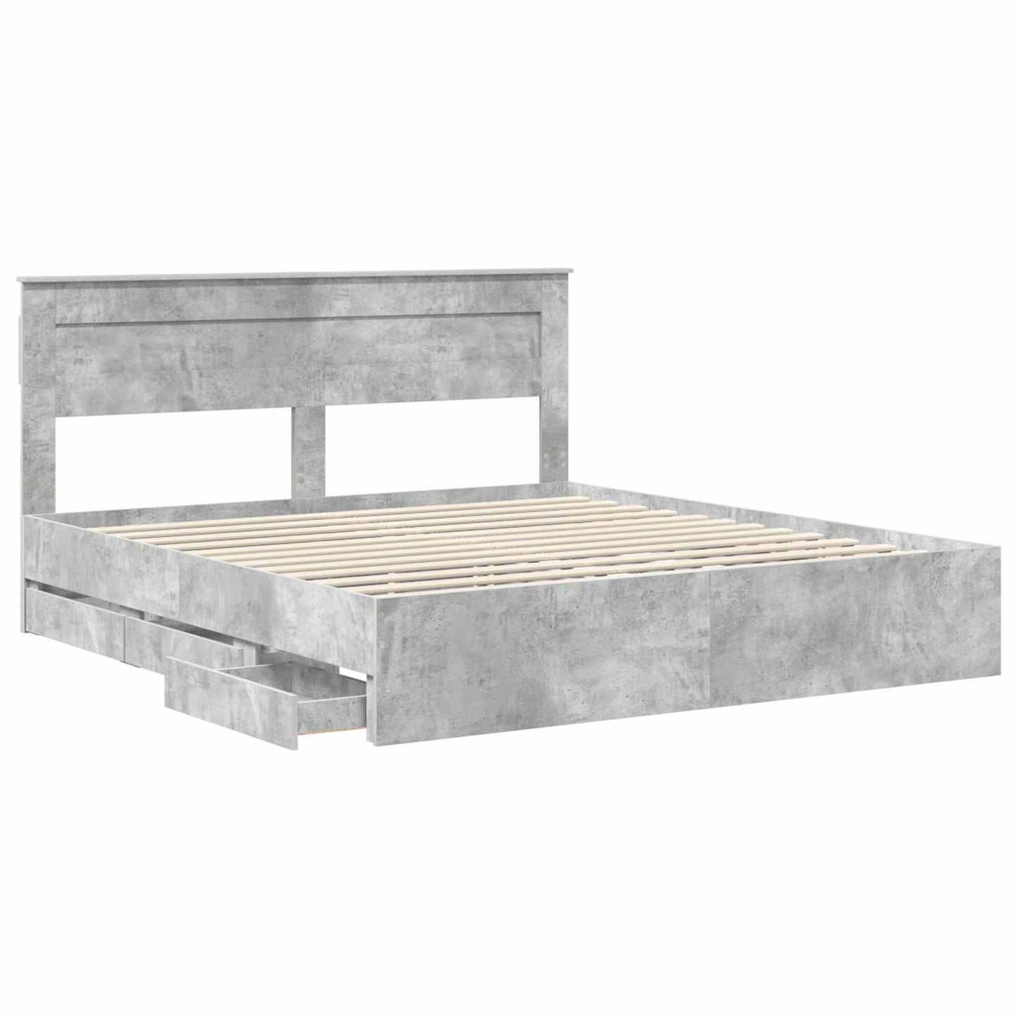 vidaXL Bed Frame with Drawer Concrete Grey 180 x 200 cm Engineer Wood 5