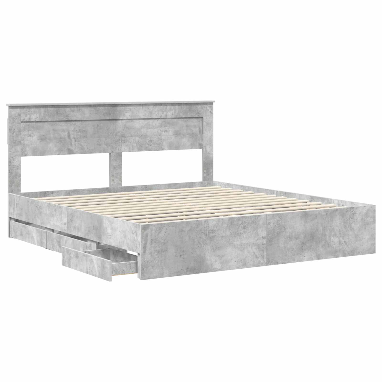 vidaXL Bed Frame with Drawer Concrete Grey 180 x 200 cm Engineer Wood 5