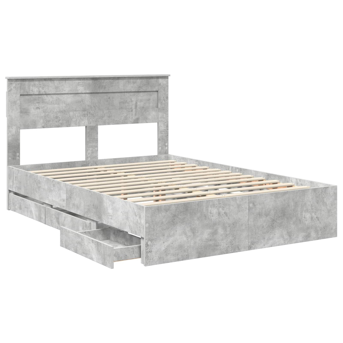 vidaXL Bed Frame with Drawer Concrete Grey 140 x 200 cm Engineer Wood 5