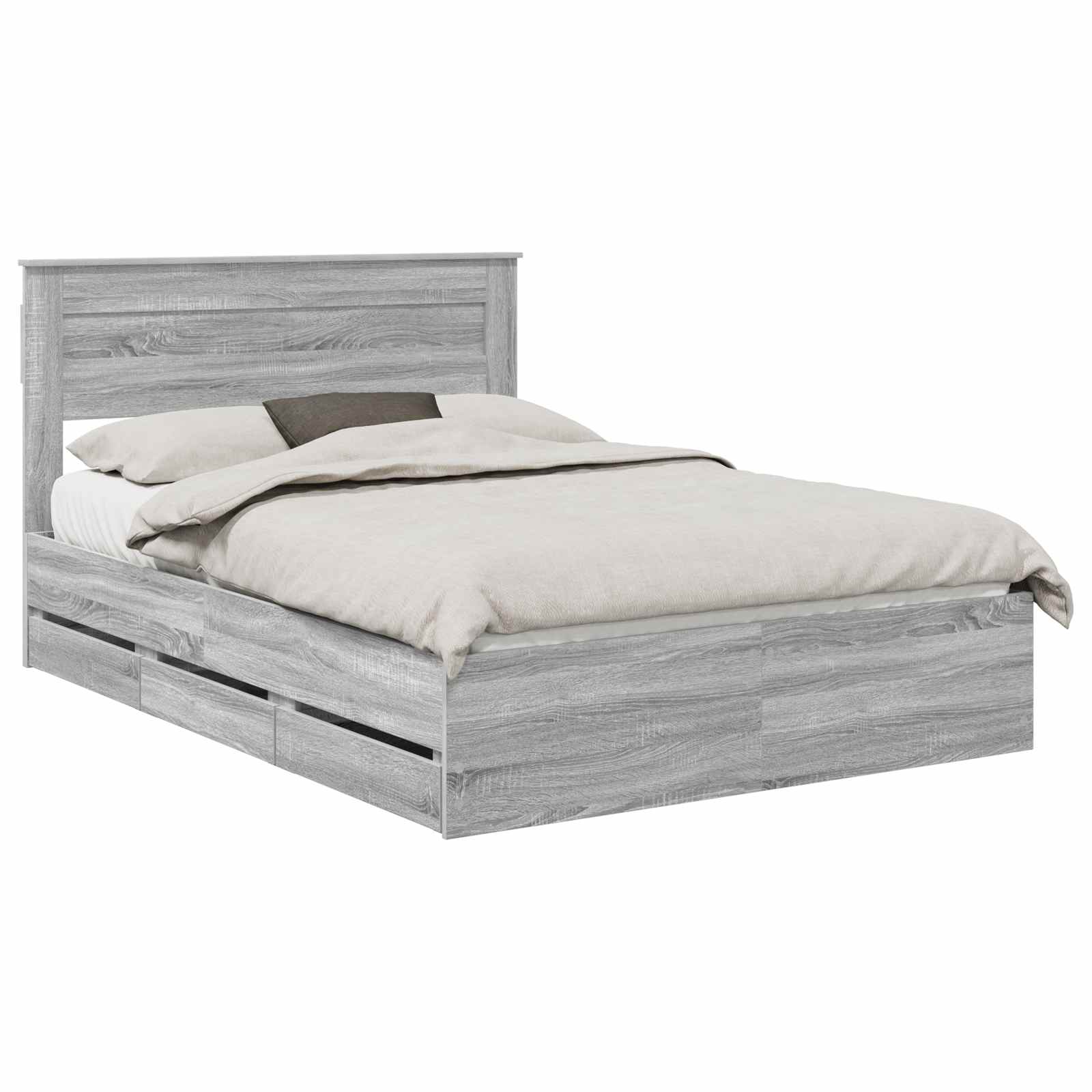 vidaXL Bed Frame with Drawer Grey Sonoma 140 x 200 cm Engineer Wood 2