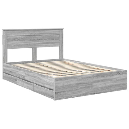 vidaXL Bed Frame with Drawer Grey Sonoma 140 x 200 cm Engineer Wood 4