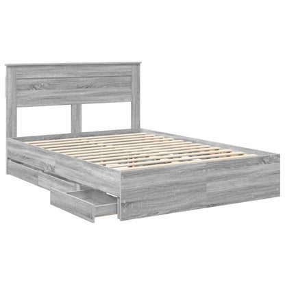vidaXL Bed Frame with Drawer Grey Sonoma 140 x 200 cm Engineer Wood 5