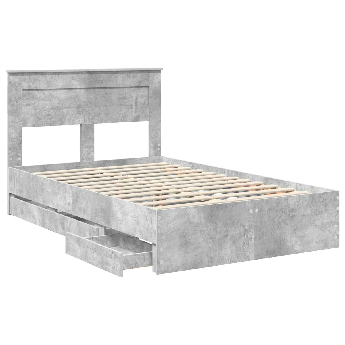 vidaXL Bed Frame with Drawer Concrete Grey 135 x 190 cm Engineer Wood 5