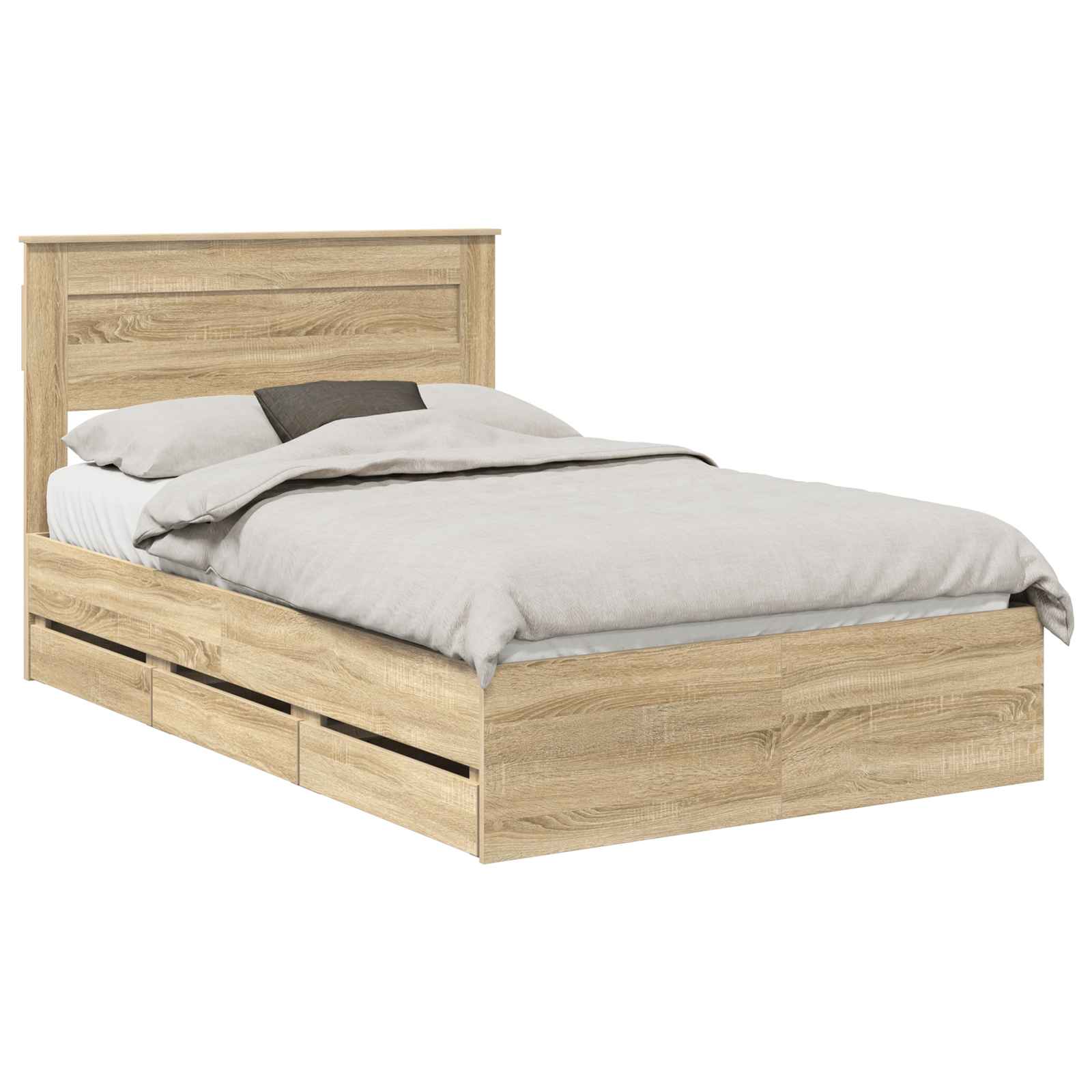 vidaXL Bed Frame with Drawer Sonoma Oak 120 x 190 cm Engineer Wood 2