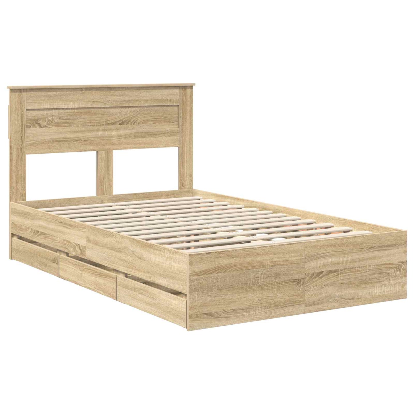 vidaXL Bed Frame with Drawer Sonoma Oak 120 x 190 cm Engineer Wood 4