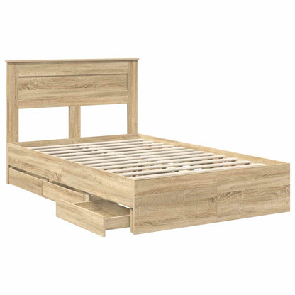 vidaXL Bed Frame with Drawer Sonoma Oak 120 x 190 cm Engineer Wood 5