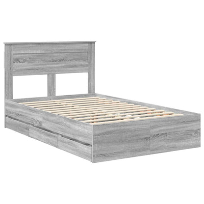 vidaXL Bed Frame with Drawer Grey Sonoma 120 x 190 cm Engineer Wood 4