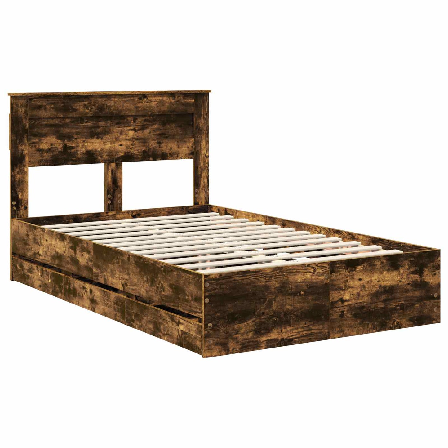 vidaXL Bed Frame with Drawer Smoked Oak 120 x 200 cm Engineer Wood 4