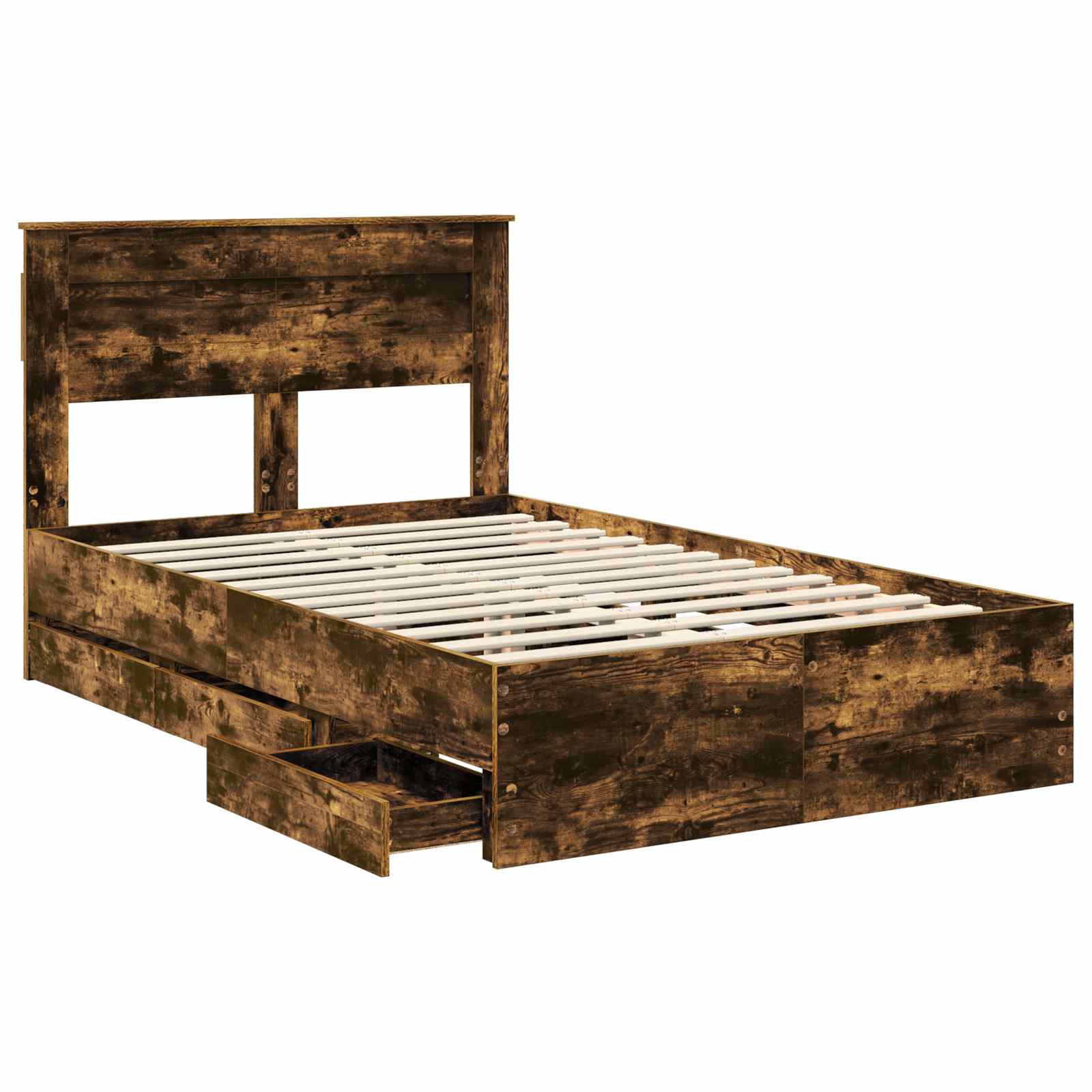 vidaXL Bed Frame with Drawer Smoked Oak 120 x 200 cm Engineer Wood 5