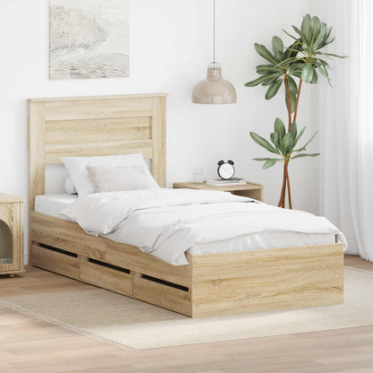 vidaXL Bed Frame with Drawer Engineer Wood Length 190 cm