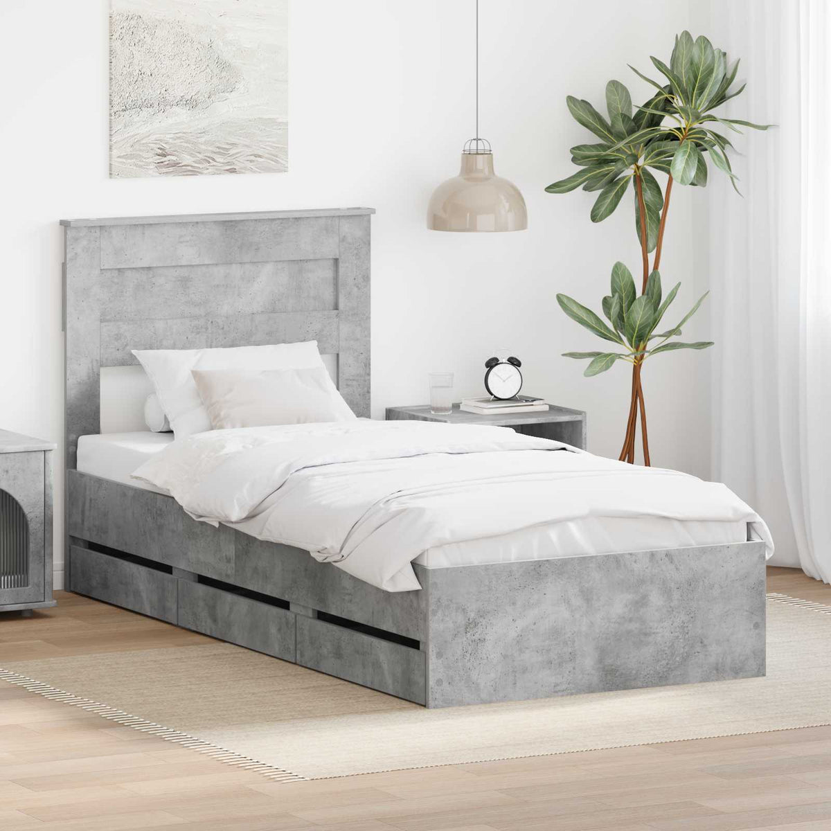 vidaXL Bed Frame with Drawer Engineer Wood Length 190 cm