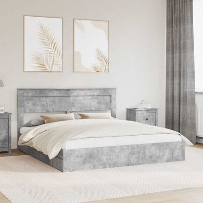 vidaXL Storage Bed Concrete Grey 200 x 200 cm Engineered Wood 1