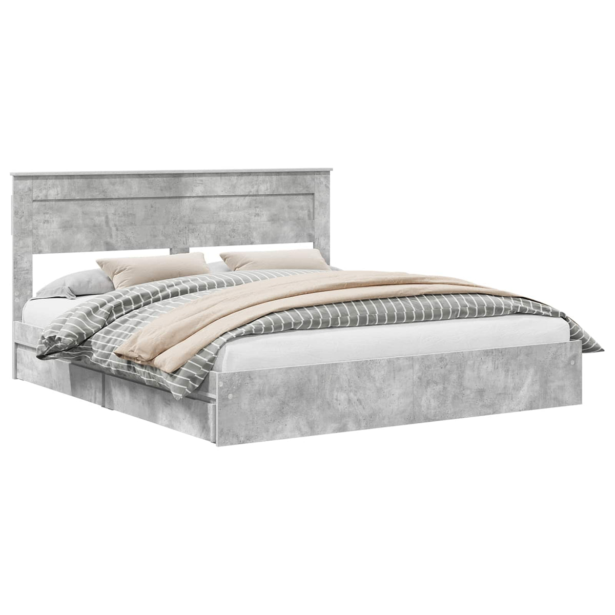 vidaXL Storage Bed Concrete Grey 200 x 200 cm Engineered Wood 2