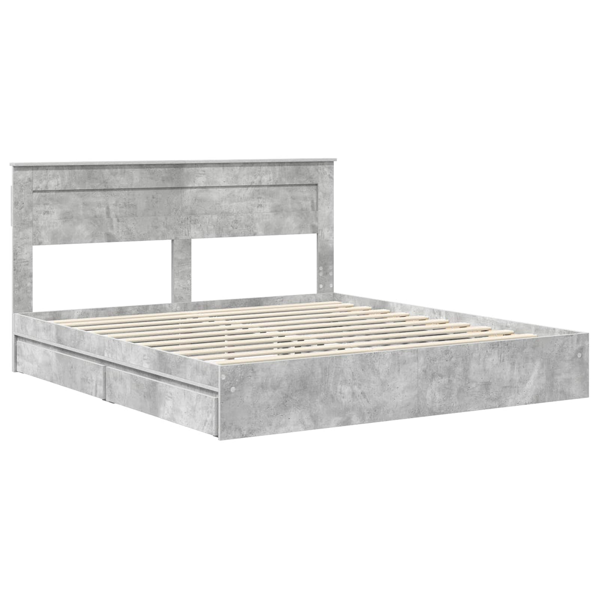 vidaXL Storage Bed Concrete Grey 200 x 200 cm Engineered Wood 4