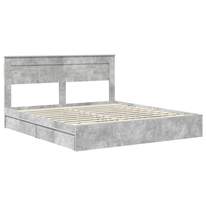 vidaXL Storage Bed Concrete Grey 200 x 200 cm Engineered Wood 4