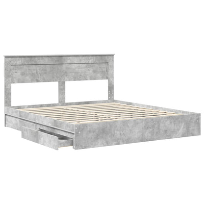 vidaXL Storage Bed Concrete Grey 200 x 200 cm Engineered Wood 5