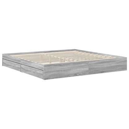 vidaXL Storage Bed Grey Sonoma 200 x 200 cm Engineered Wood 6
