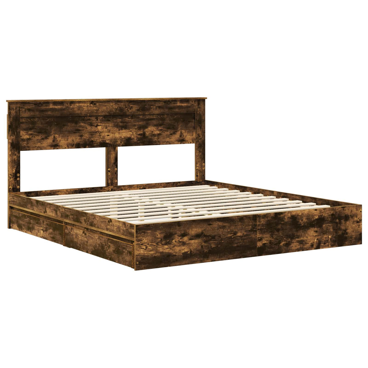 Storage Bed with Drawer Engineered Wood Length 200 cm Smoked Oak 180 cm