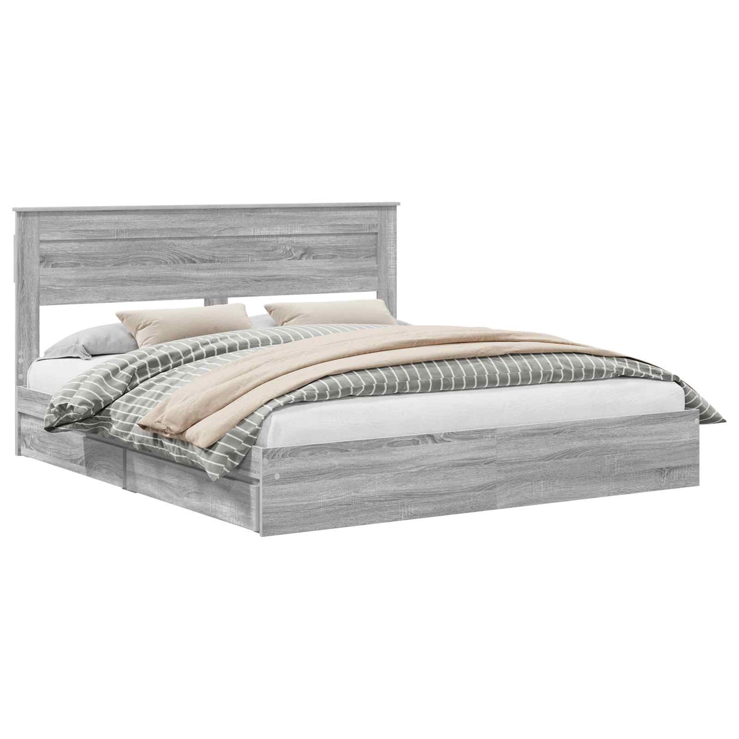 vidaXL Storage Bed Grey Sonoma 180 x 200 cm Engineered Wood 2