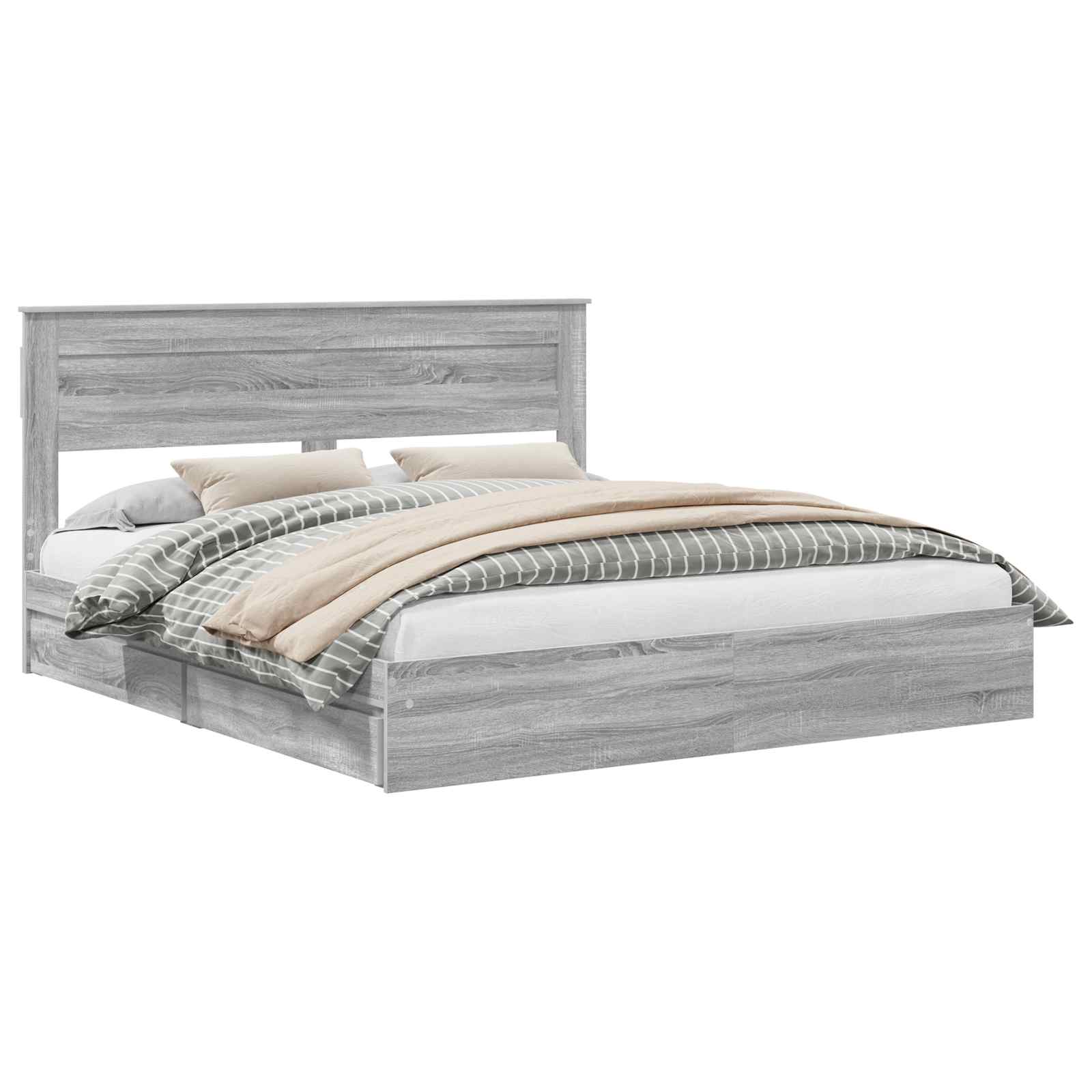 vidaXL Storage Bed Grey Sonoma 180 x 200 cm Engineered Wood 2