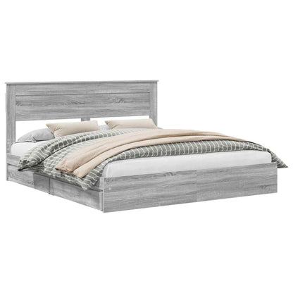 vidaXL Storage Bed Grey Sonoma 180 x 200 cm Engineered Wood 2